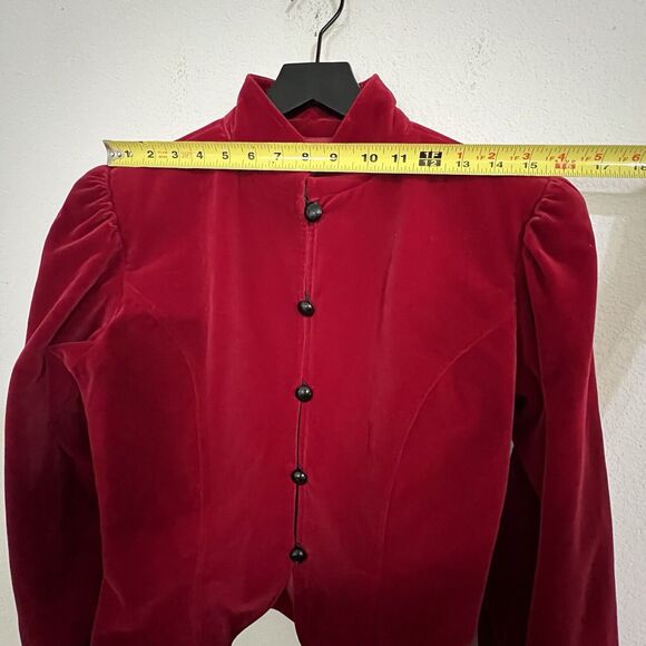 Vintage Saint Laurent Rive Gauche Women’s Velvet Tylorean Jacket Size 40 Red - Picture 8 of 8